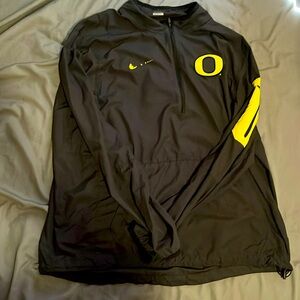 (Nike - Oregon Collab) Size Large Leather Jacket, Left Sleeve Has a Zipper.